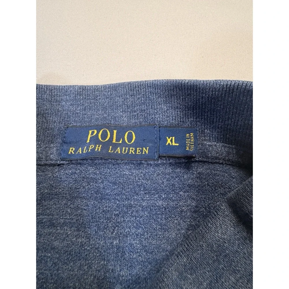 Polo Ralph Lauren Custom Fit Polo Shirt Men's XL Blue Heather Red Pony Cotton